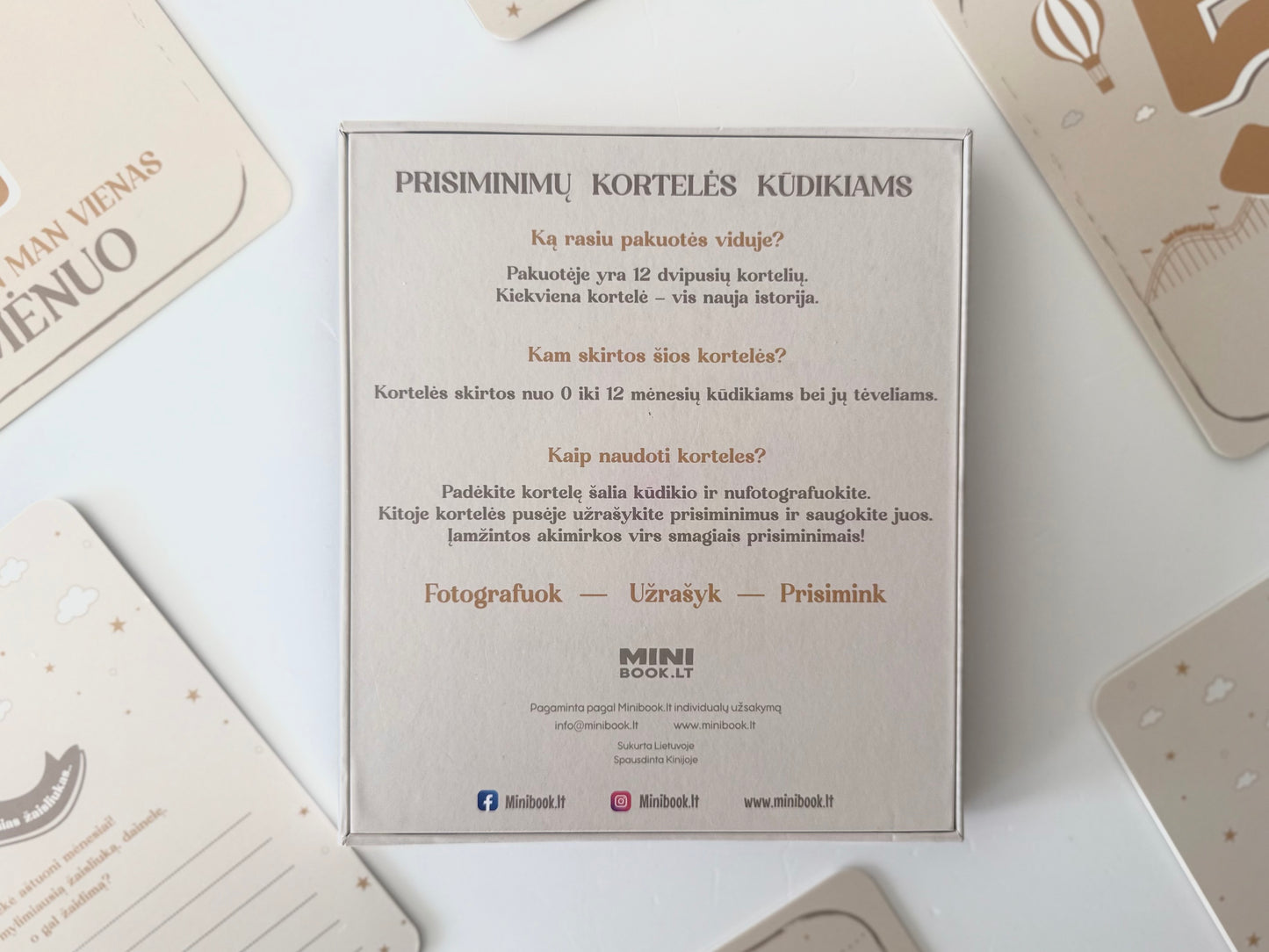 12 mėnesių prisiminimų kortelės kūdikiams