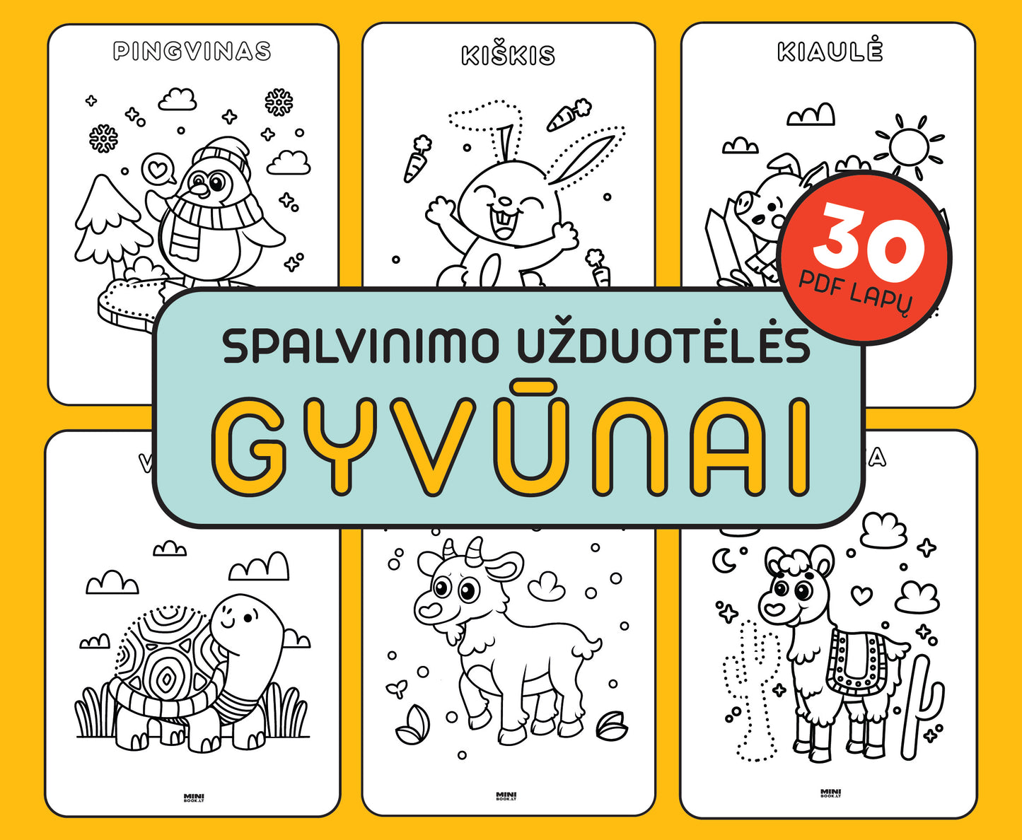 Spalvinimo užduotėlės GYVŪNAI (PDF formatu)