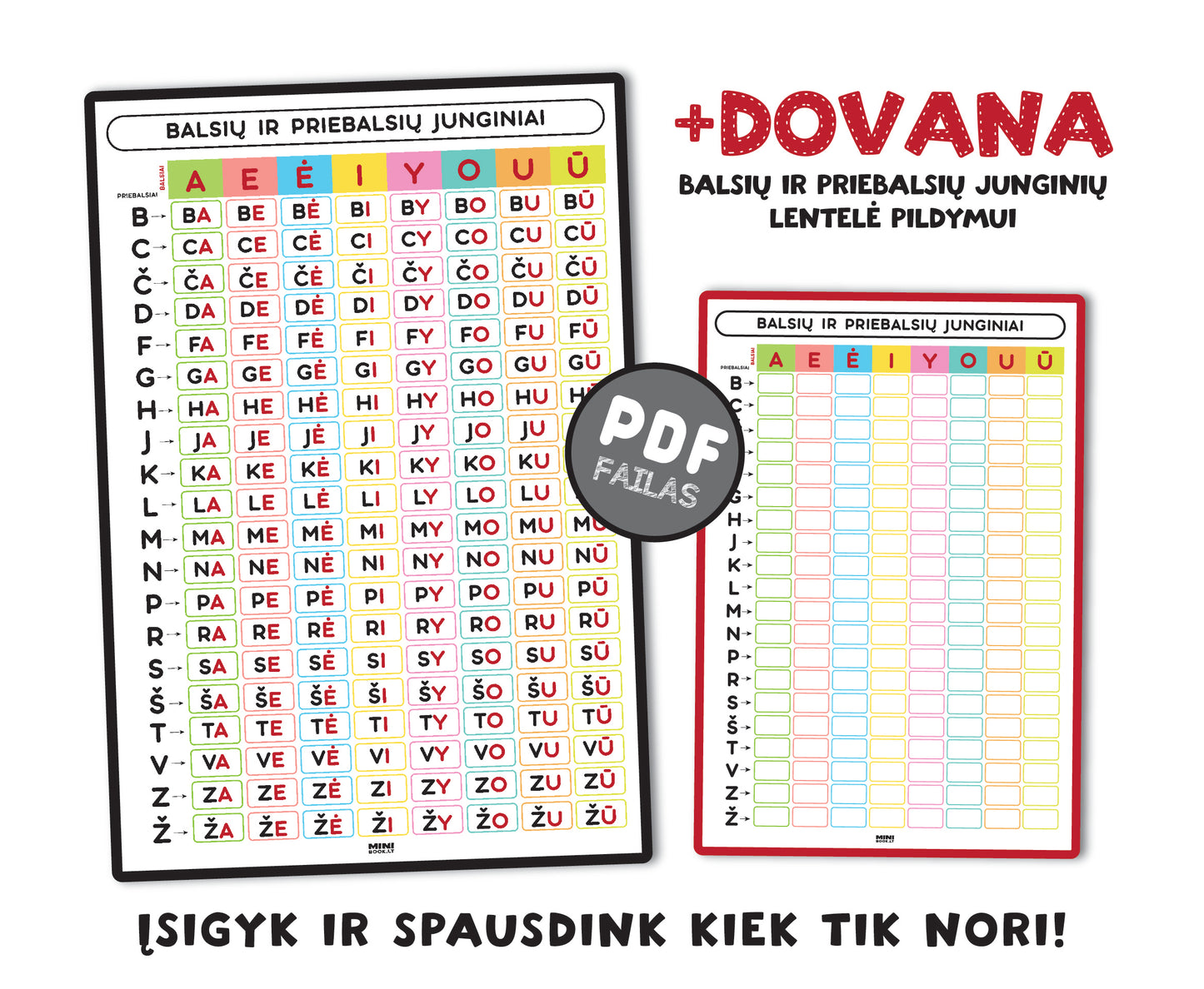 Balsių ir priebalsių junginių plakatas (PDF failas)