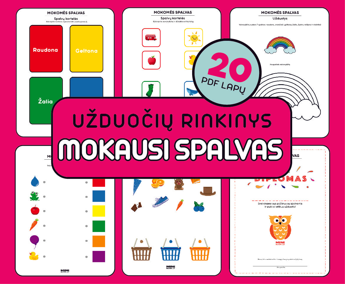 Užduočių rinkinys "MOKAUSI PAŽINTI SPALVAS" (PDF failas)