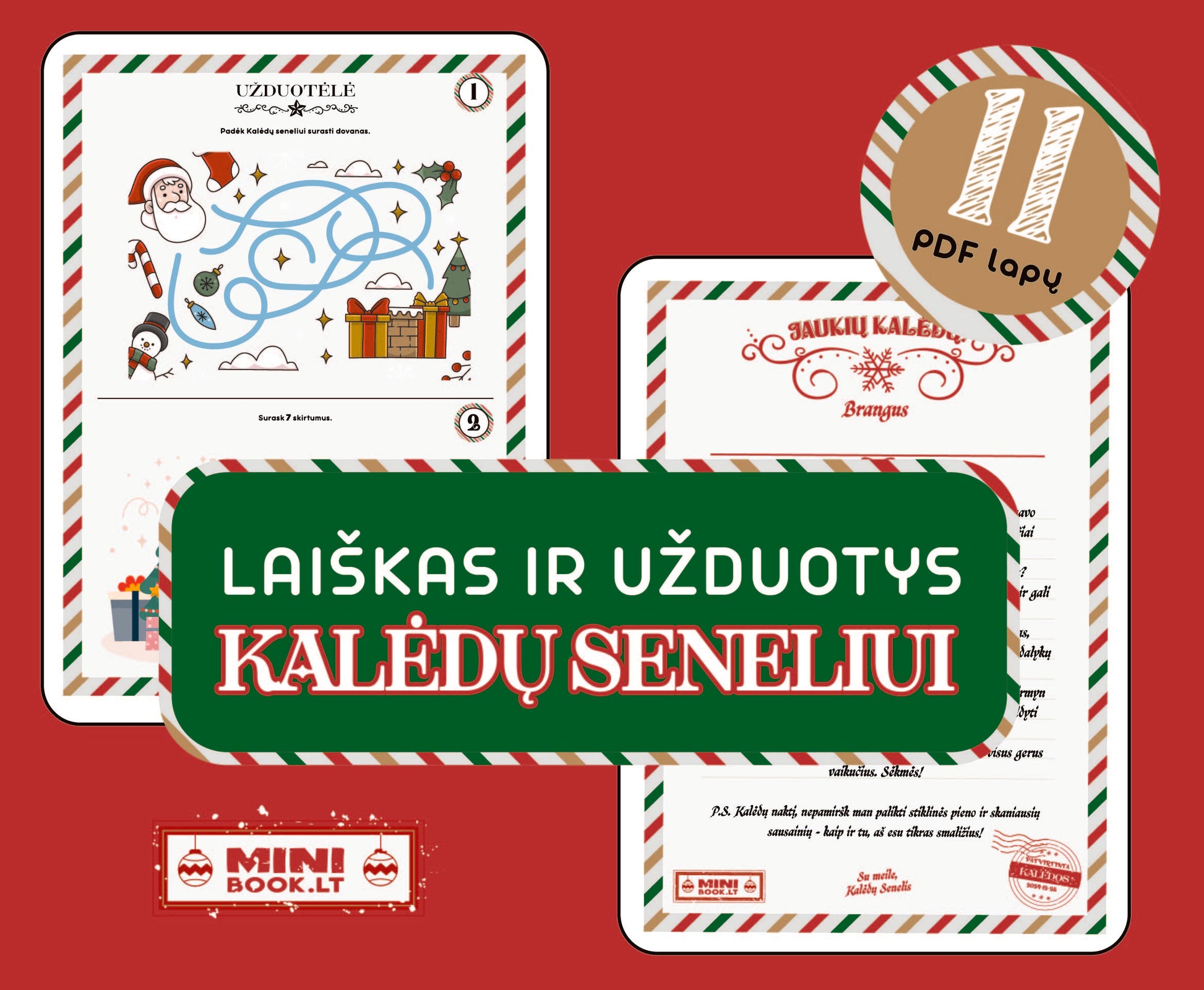 Laiškas KALĖDŲ SENELIUI + užduotėlės (PDF failas) – minibook.lt