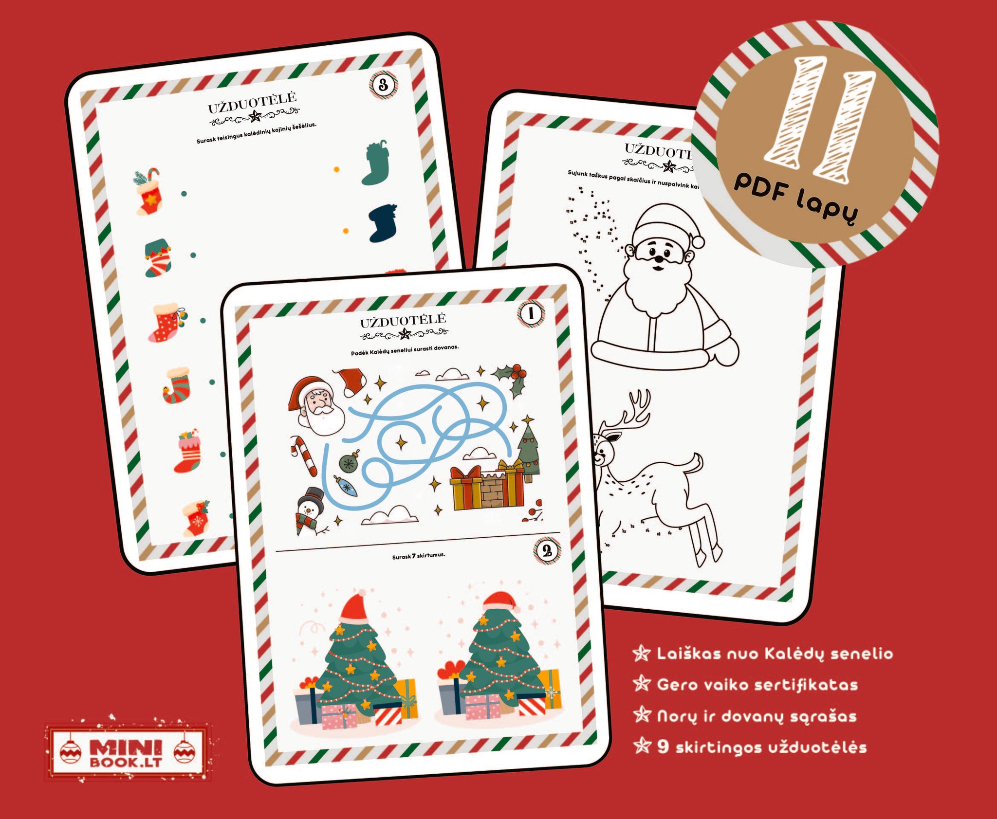 Laiškas KALĖDŲ SENELIUI + užduotėlės (PDF failas) – minibook.lt