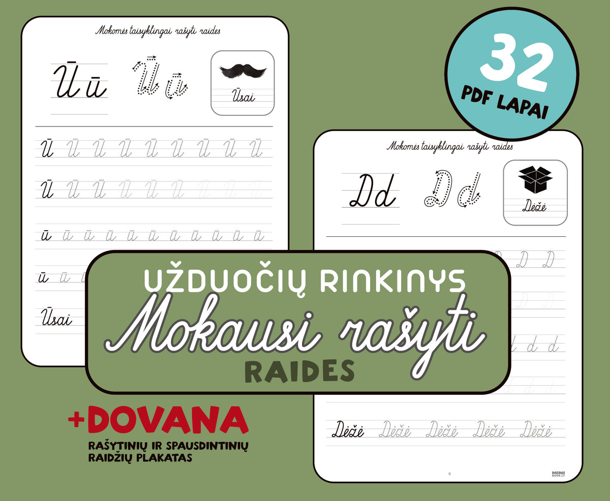 Labas Rugseji Raides Užduočių rinkinys „Mokausi rašyti rašytines raides“ (PDF failas ...