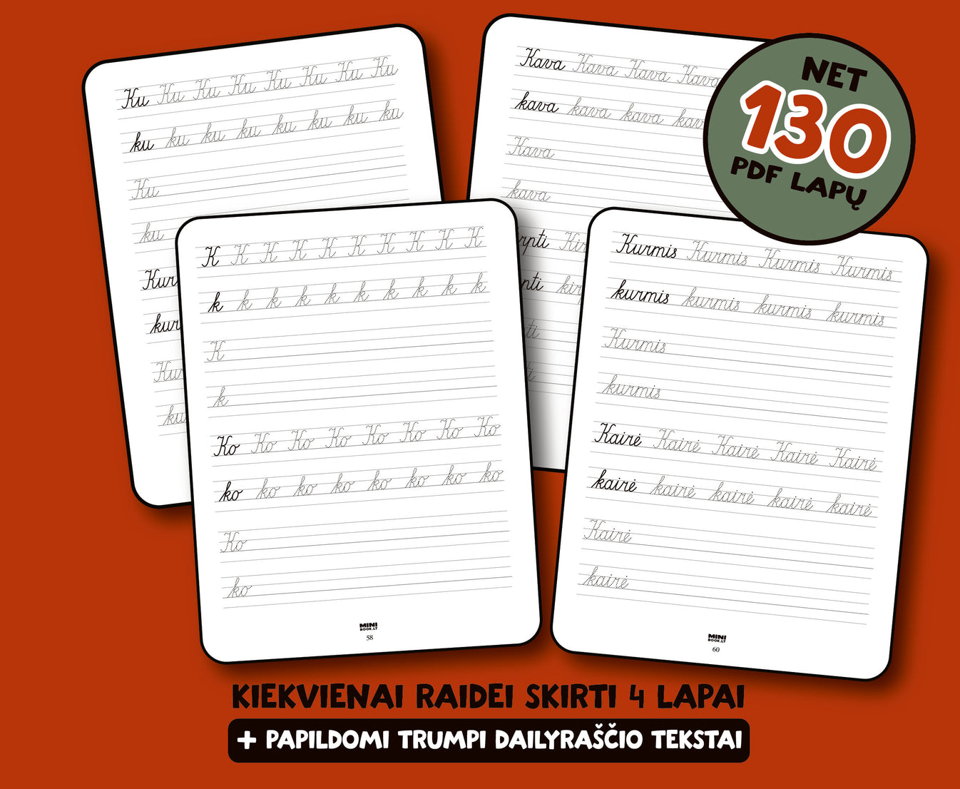Užduočių rinkinys „Dailyraštis“ 130 lapų (PDF failas) – minibook.lt