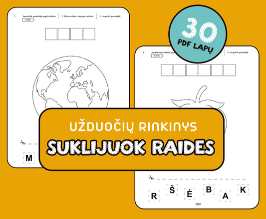 Užduočių rinkinys "Suklijuok raides" (PDF failas)