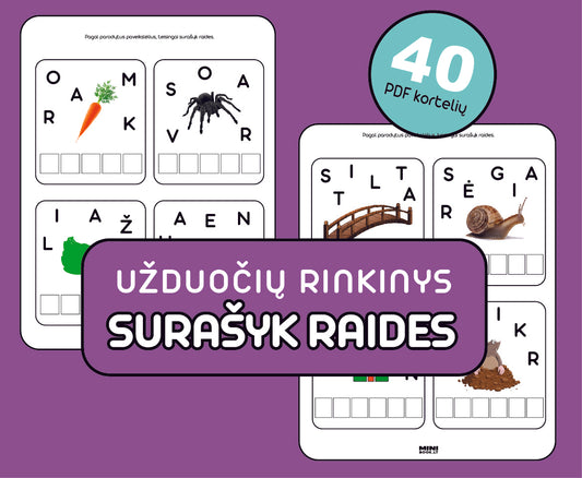 Užduočių rinkinys "Surašyk raides" (PDF failas)