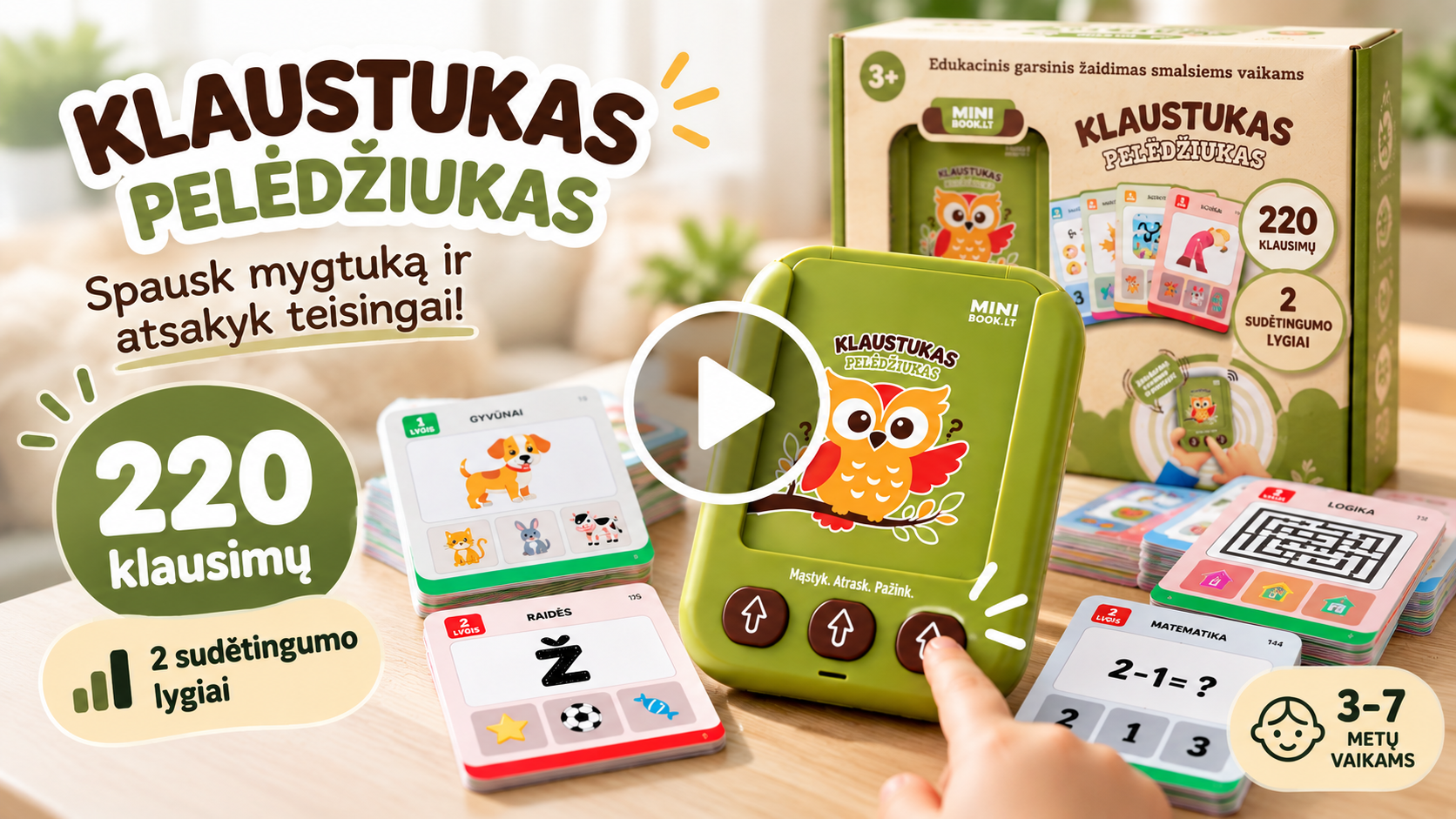 Įgarsintos kortelės klaustukas pelėdžiukas